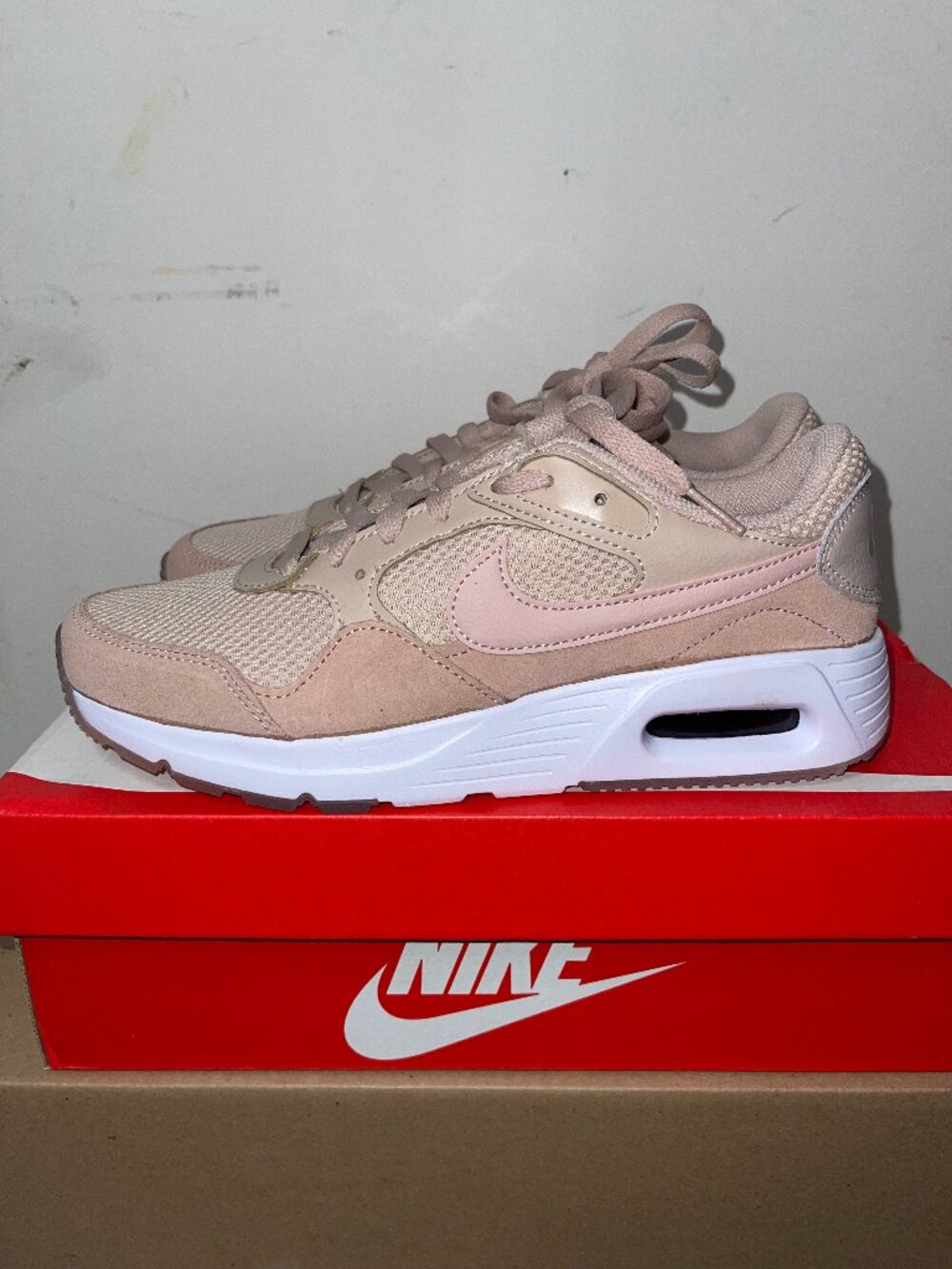WOMEN'S NIKE AIR MAX SC (CW4554-201) FOSSIL STONE/PINK OXFORD SIZE 9 BRAND NEW